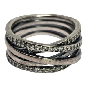 Pandora Sterling Silver Multi-Band Crystal Stack Ring